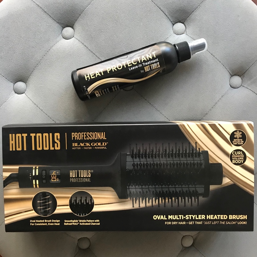 Hot Tools Styler Heated Brush + Heat Protectant
